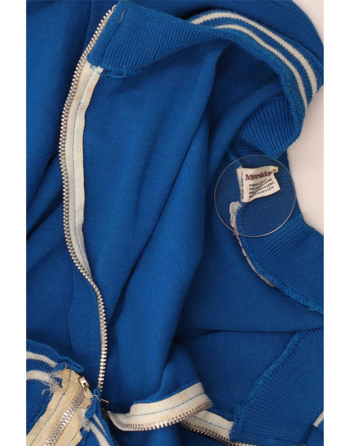Maglione cardigan con zip intera vintage da uomo grande in polietilene blu
