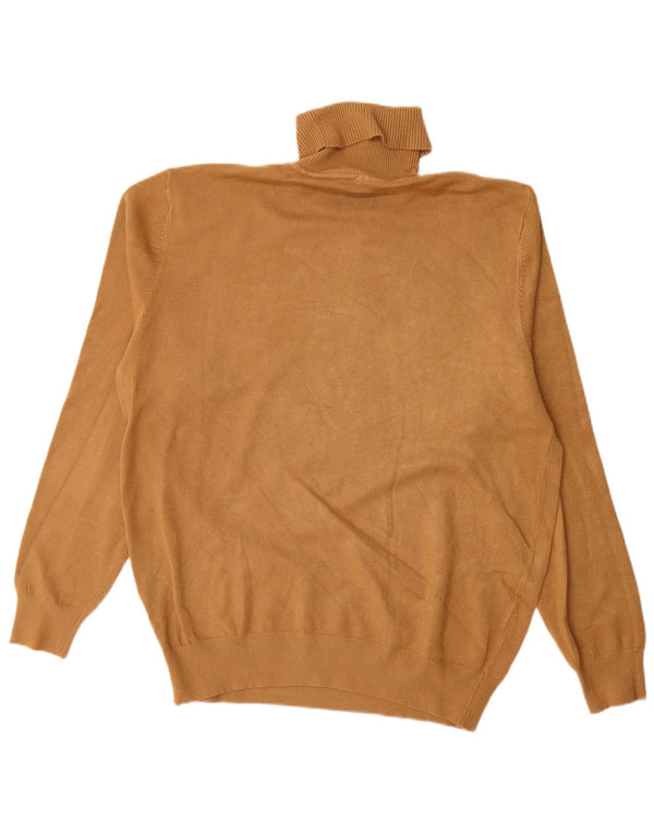Maglione maglione vintage da uomo con collo alto XL beige