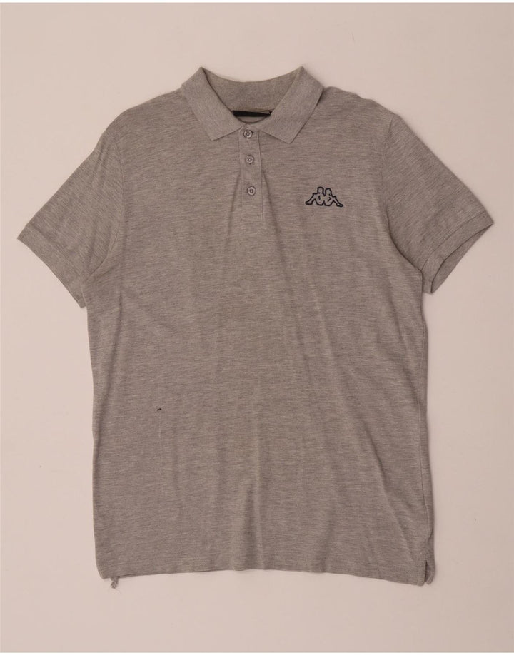 Polo Kappa da uomo in cotone mélange grigio medio