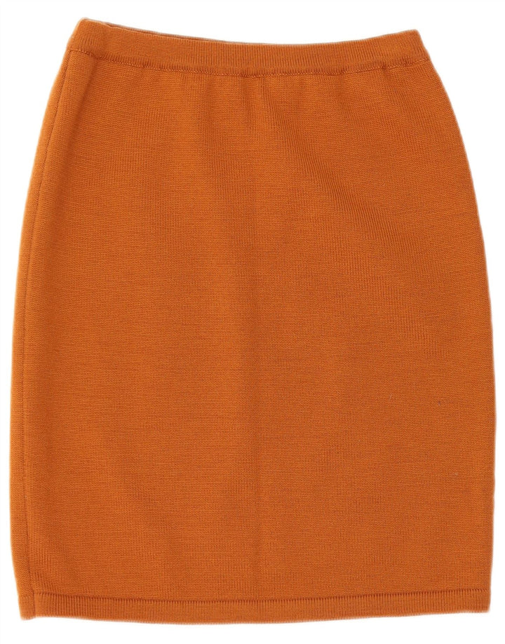 Set gonna 2 pezzi in maglia da donna VINTAGE UK 14 medio W28 marrone geometrico