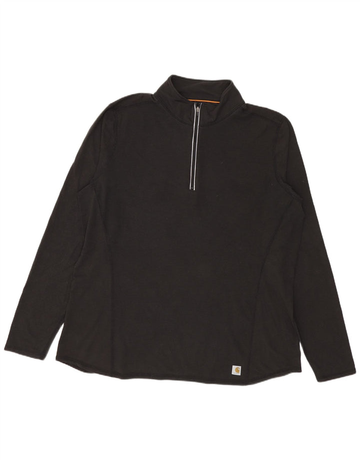 Top Carhartt da donna con zip e collo a maniche lunghe US 16/18 XL poliestere nero