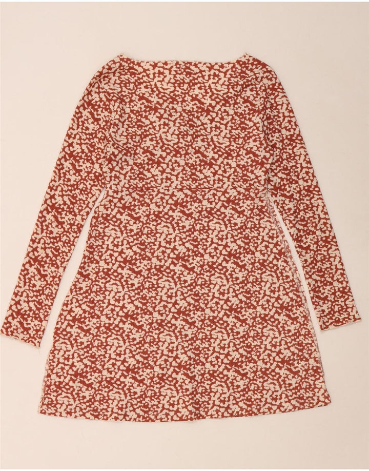 Abito da donna a trapezio con motivo astratto Topshop UK 12 marrone medio