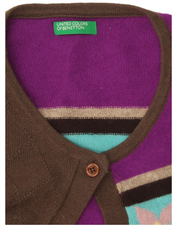 Maglione cardigan con maniche a 3/4 da donna Benetton UK 12 medio multicolore