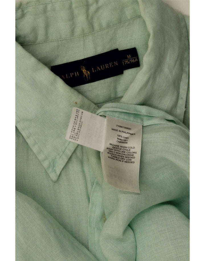 Camicia a maniche corte da uomo Ralph Lauren in lino verde medio