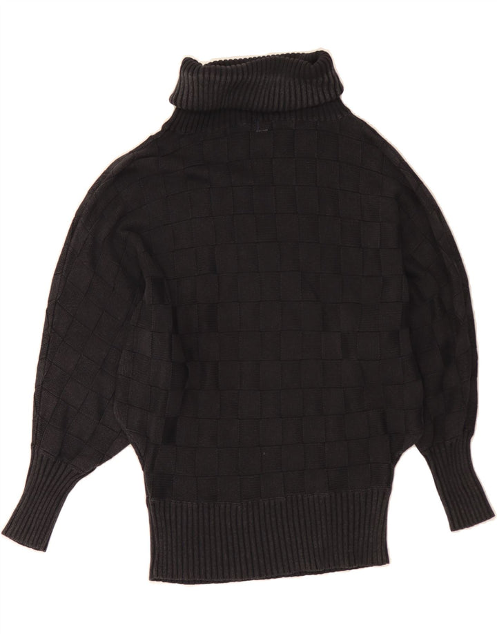 SKUNKFUNK Womens Roll Neck Jumper Sweater UK 12 Medium Black Geometric Vintage Skunkfunk and Second-Hand Skunkfunk from Messina Hembry 