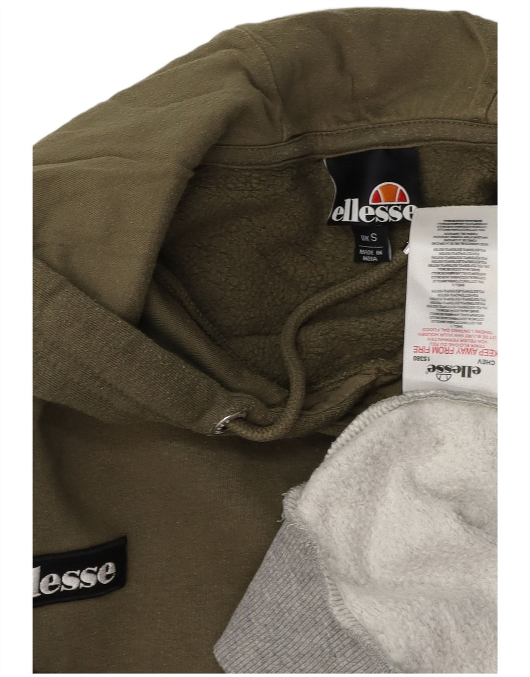 ELLESSE Maglione con cappuccio grafico da uomo piccolo in cotone color block kaki