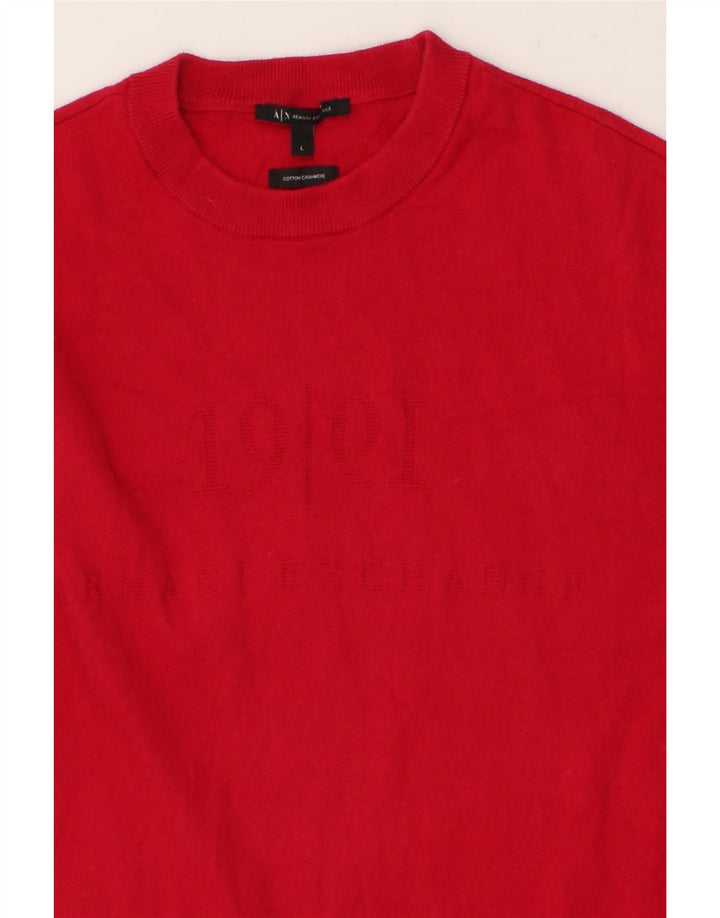 ARMANI EXCHANGE Maglione da uomo girocollo con grafica grande cotone rosso