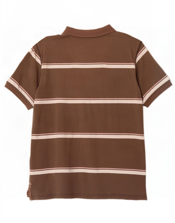 Polo da uomo Fat Face in cotone a righe marrone medio
