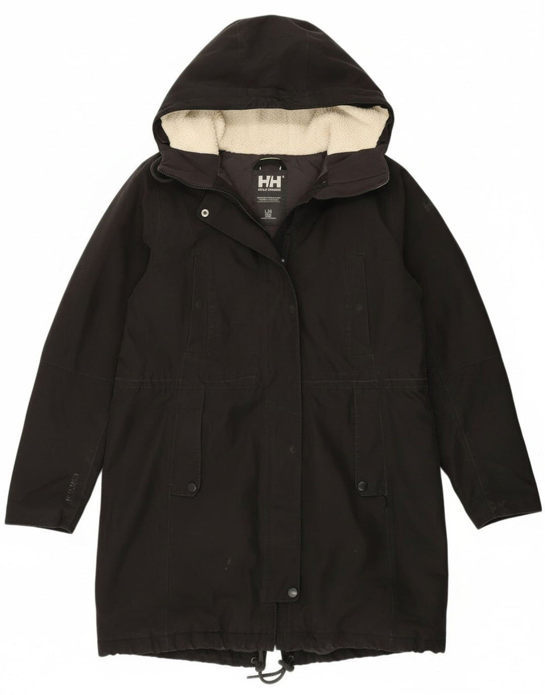 Giacca parka con cappuccio da donna Helly Hansen UK 14 grande nylon nero