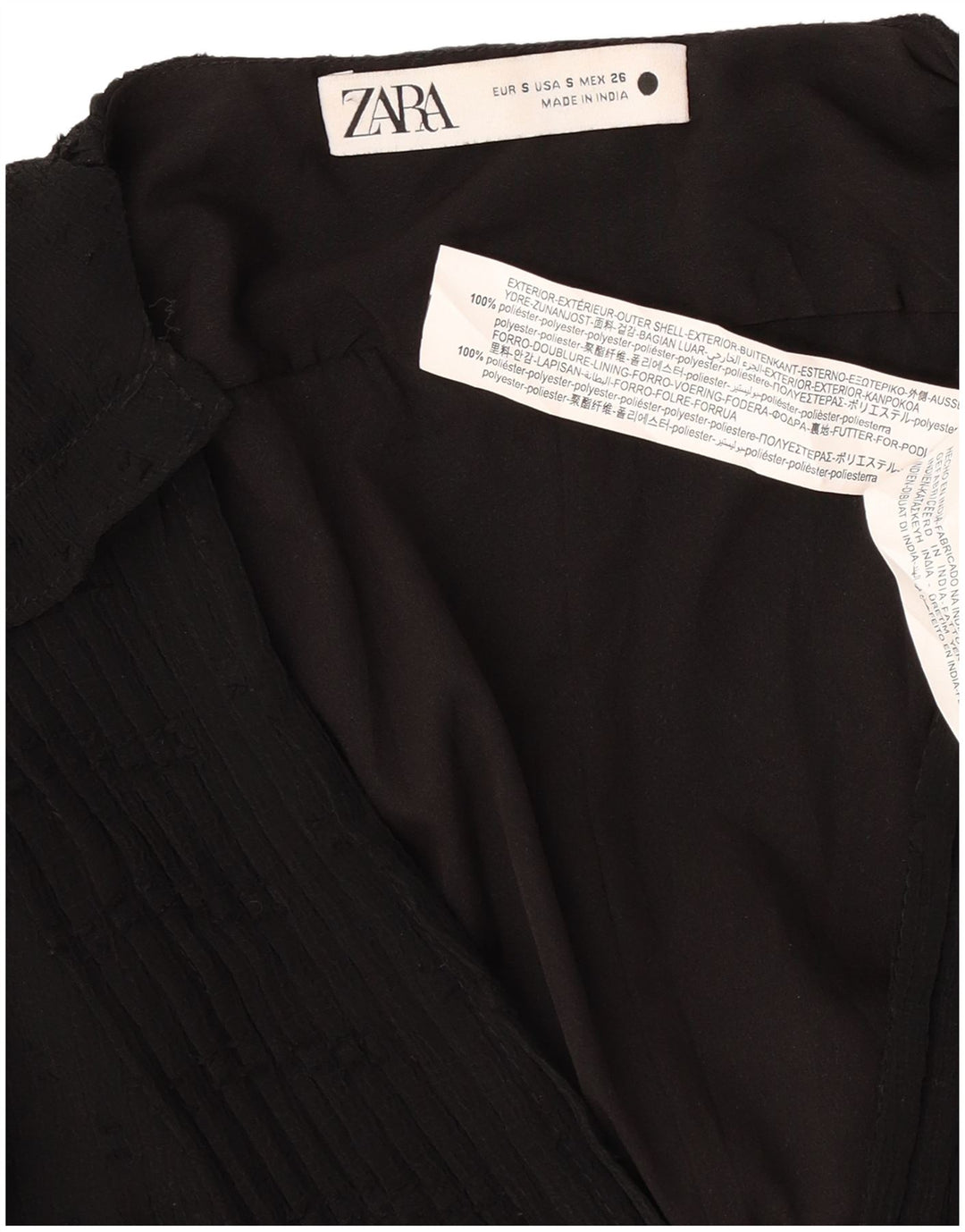 Abito tunica a maniche lunghe da donna Zara UK 10 piccolo poliestere maculato nero