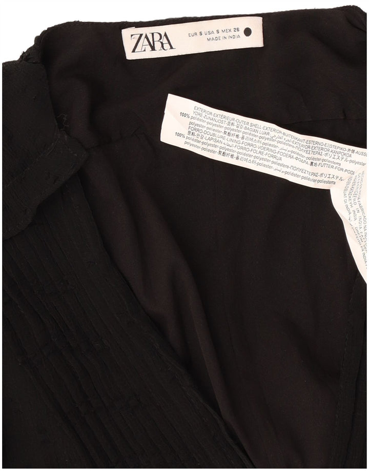 Abito tunica a maniche lunghe da donna Zara UK 10 piccolo poliestere maculato nero