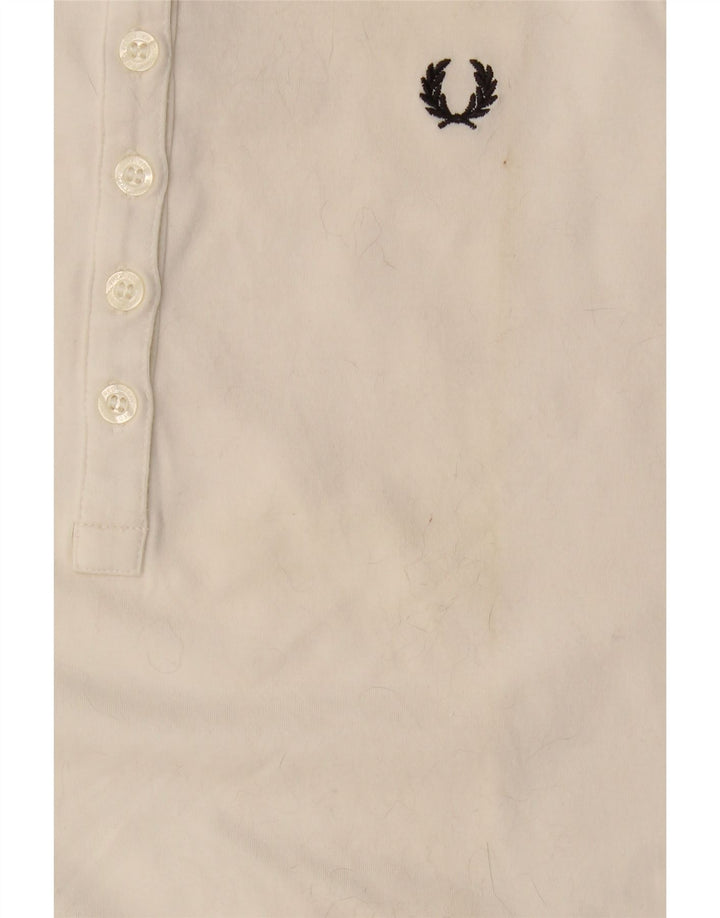 Polo a maniche lunghe da donna Fred Perry UK 12 cotone bianco medio