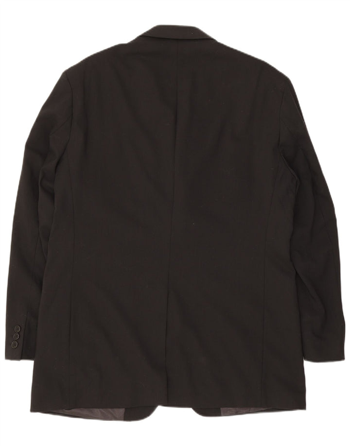 Giacca blazer a 3 bottoni da uomo Marks & Spencer UK 42 Large Black New Wool