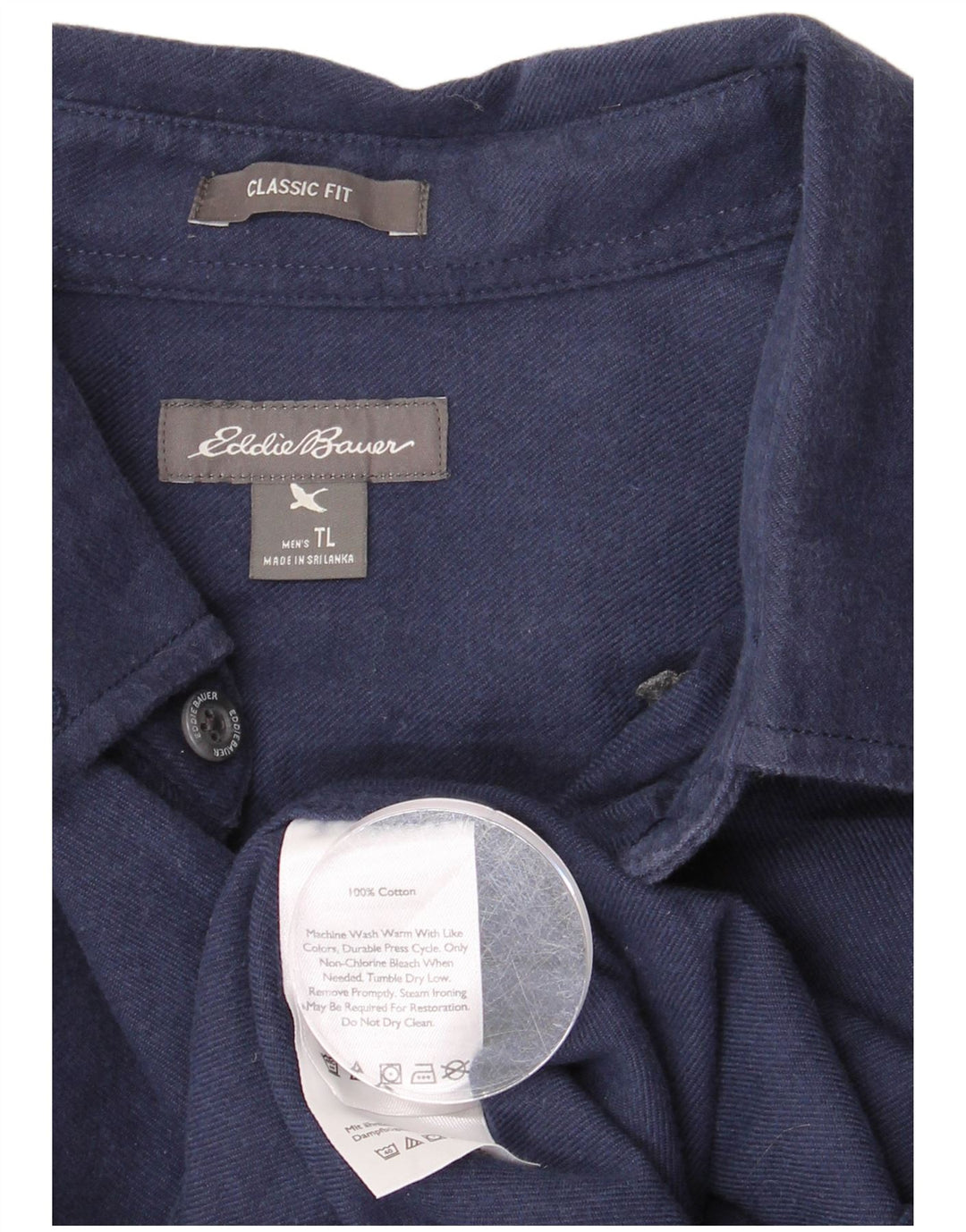 Eddie Bauer Camicia da uomo alta in flanella dalla vestibilità classica, grande in cotone blu navy