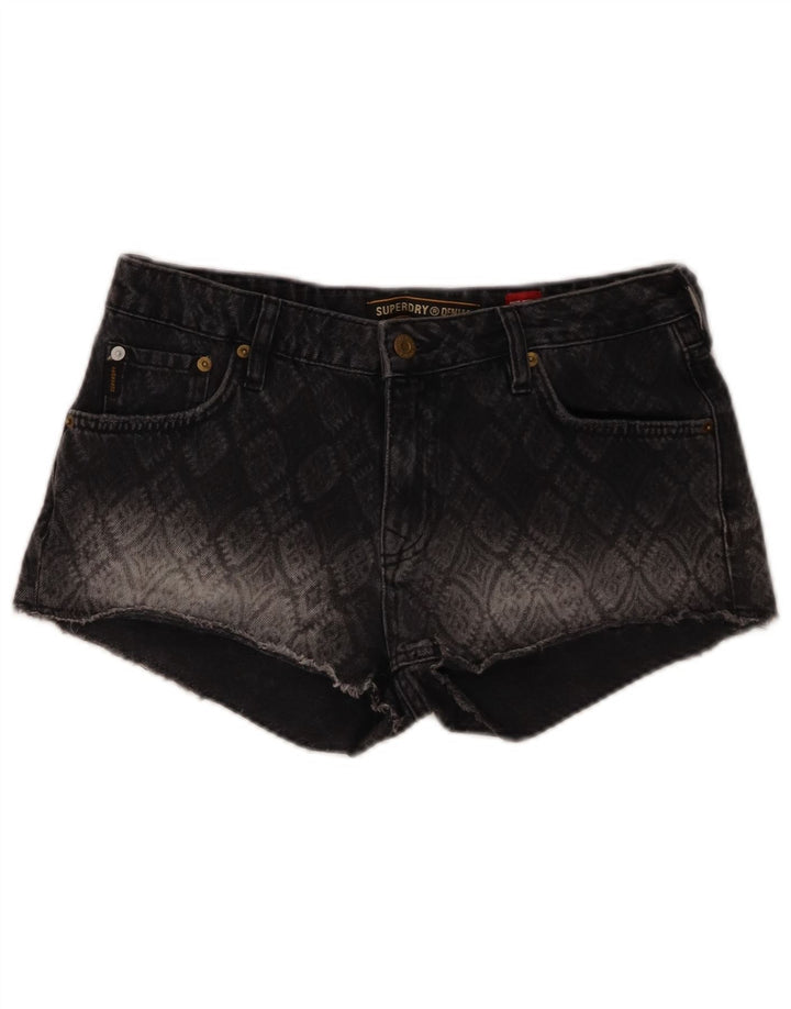Pantaloncini di jeans da donna Superdry W29 cotone geometrico grigio medio
