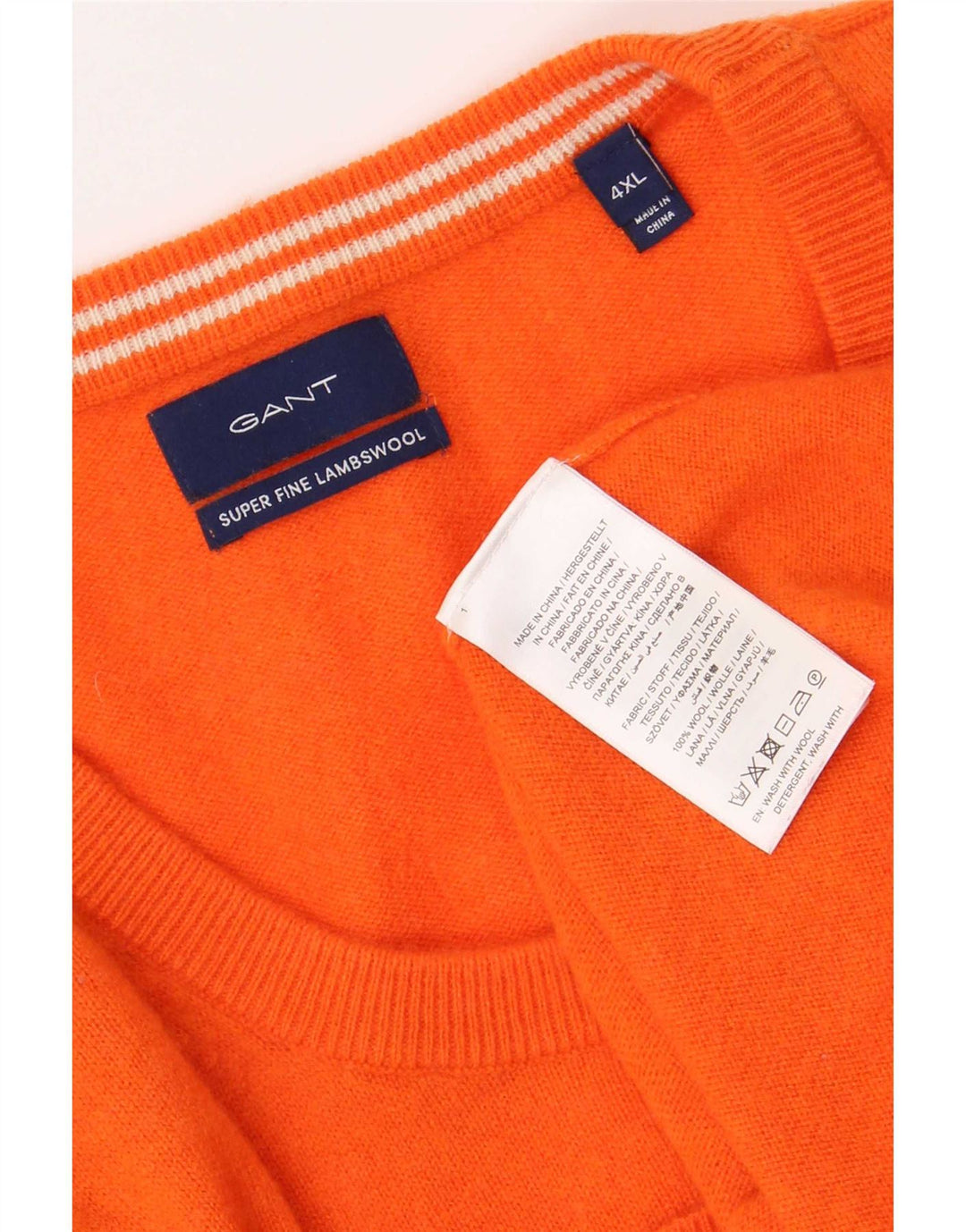 Maglione maglione girocollo da uomo Gant 4XL lana d'agnello arancione