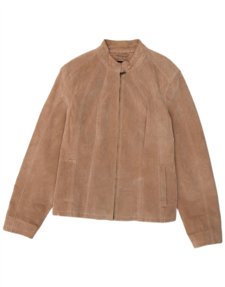 Giubbotto bomber in pelle scamosciata da donna Zarro IT 52 2XL Pelle beige