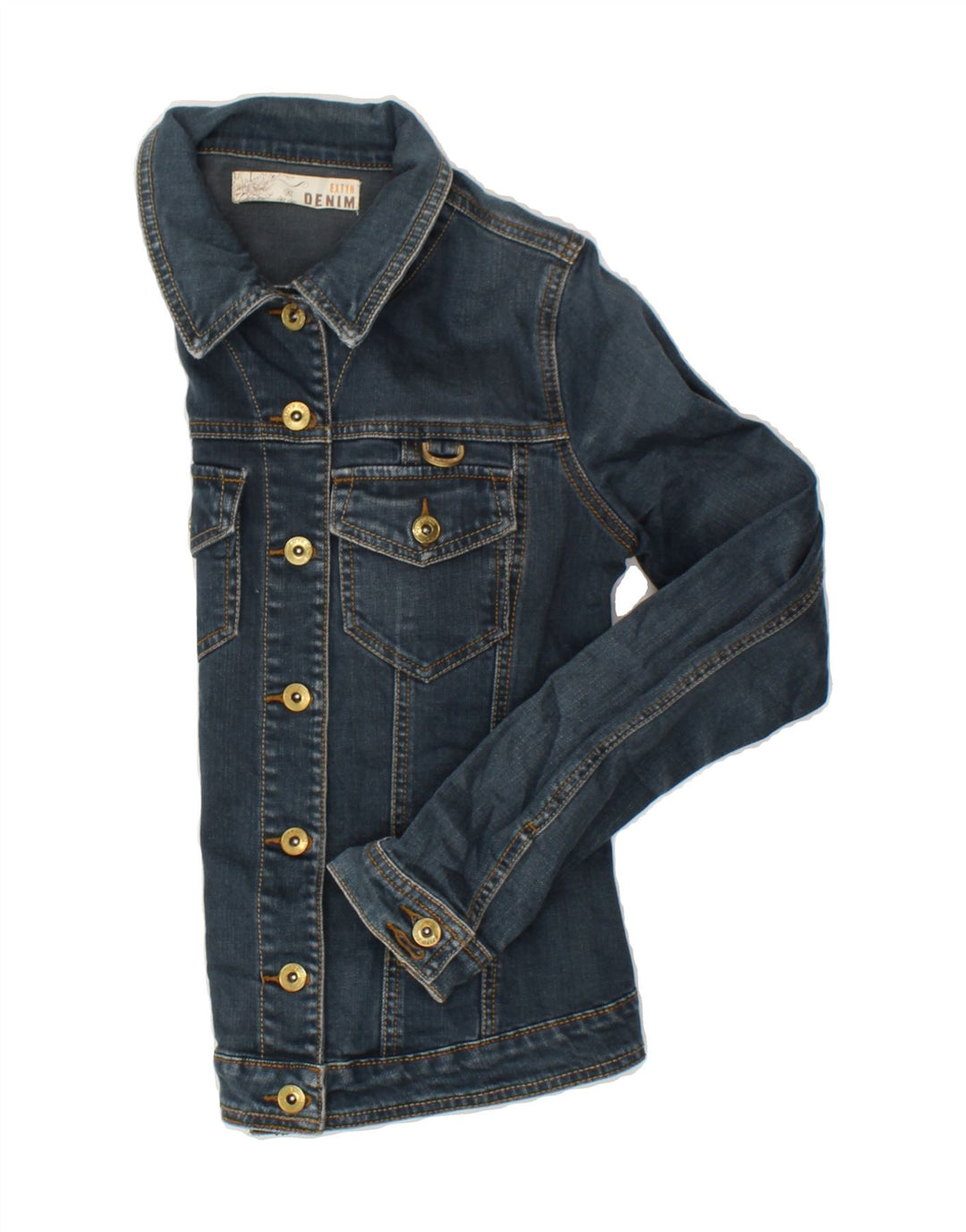 EXTYN Womens Denim Jacket UK 10 Small Navy Blue Vintage Extyn and Second-Hand Extyn from Messina Hembry 