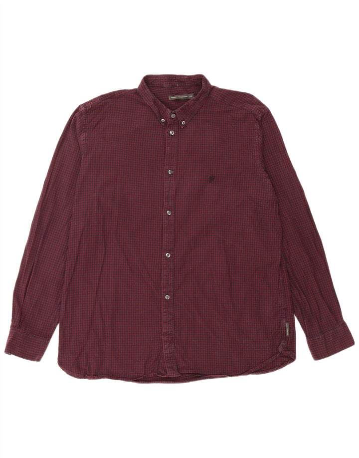 FRENCH CONNECTION Camicia da uomo in flanella 2XL Bordeaux a quadri