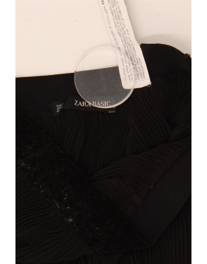 Pantaloni casual a pieghe svasati da donna Zara piccoli W27 L23 poliestere nero
