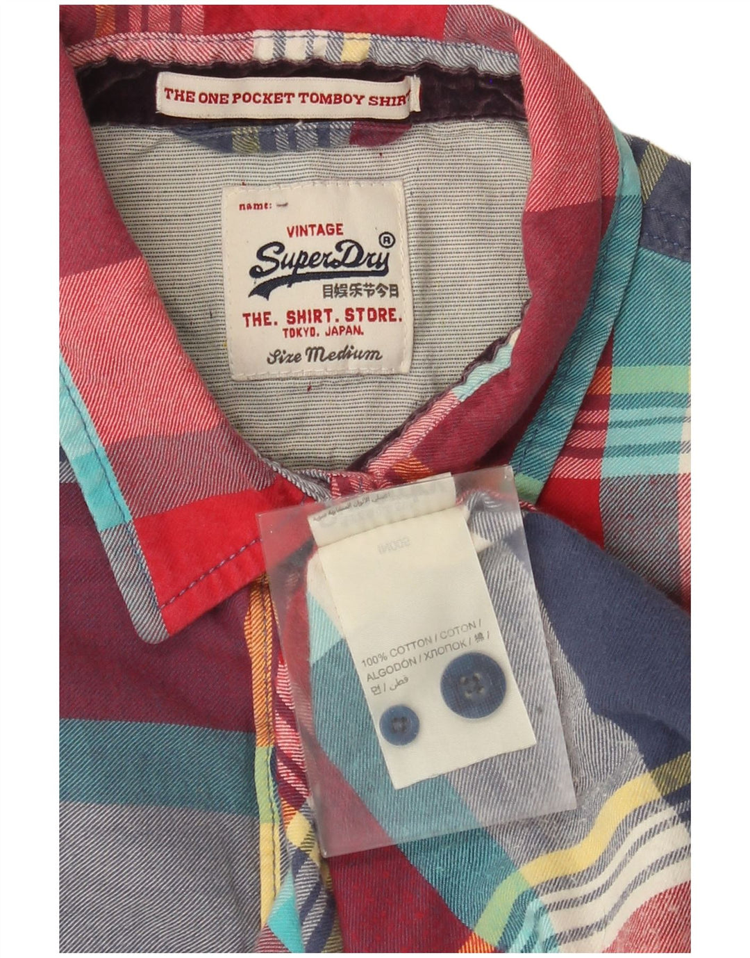 Camicia in flanella da donna Superdry UK 14 cotone a quadri multicolore medio