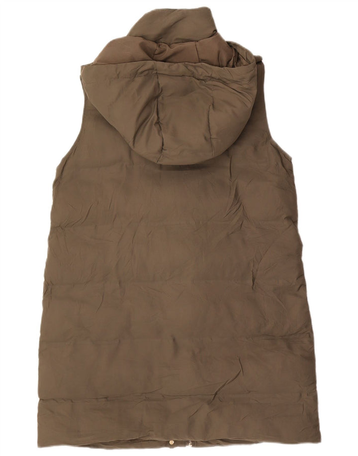 Gilet imbottito con cappuccio lungo da donna Zara UK 14 medio poliestere kaki