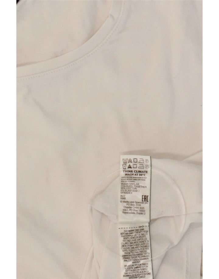 Marks & Spencer Top da donna manica lunga UK 12 cotone bianco medio