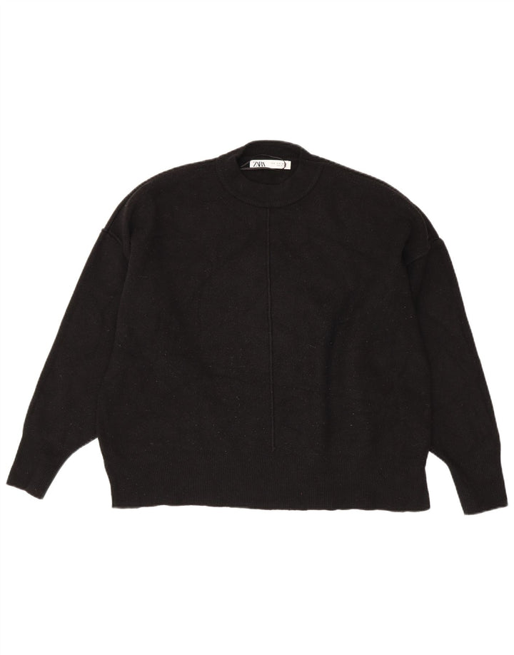 Maglione girocollo oversize da donna Zara UK 10 piccolo in viscosa nera