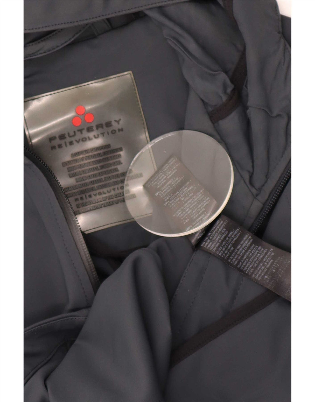 PEUTEREY Giacca antipioggia oversize con cappuccio da donna UK 10 Small Grigio Poliammide