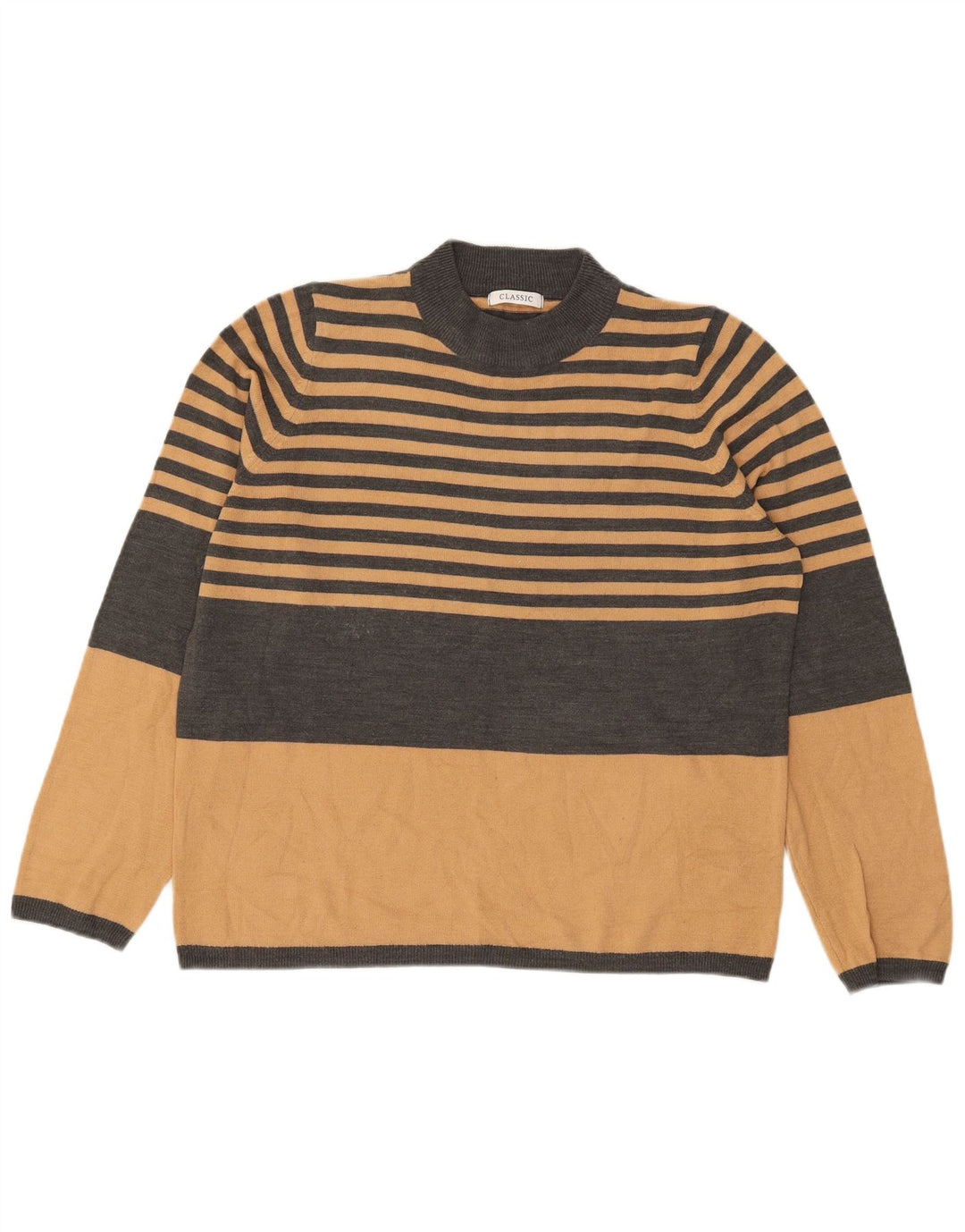 Maglione maglione girocollo da donna Marks & Spencer UK 16 grandi righe grigie