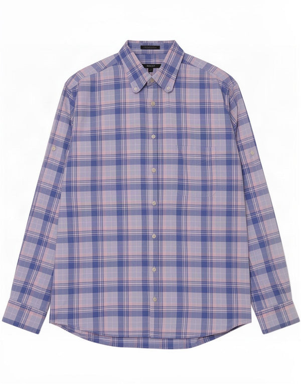 Gant Camicia da uomo vestibilità regolare in cotone a quadri blu grandi