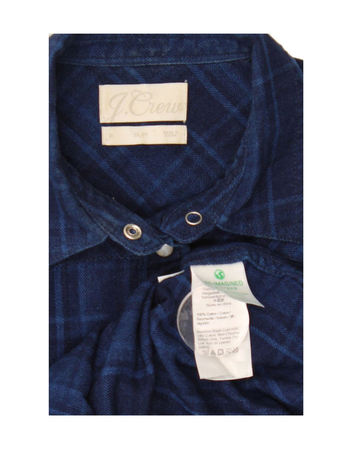 J. CREW Womens Slim Fit Flannel Shirt US 6 Medium Navy Blue Check Cotton Vintage J. Crew and Second-Hand J. Crew from Messina Hembry 