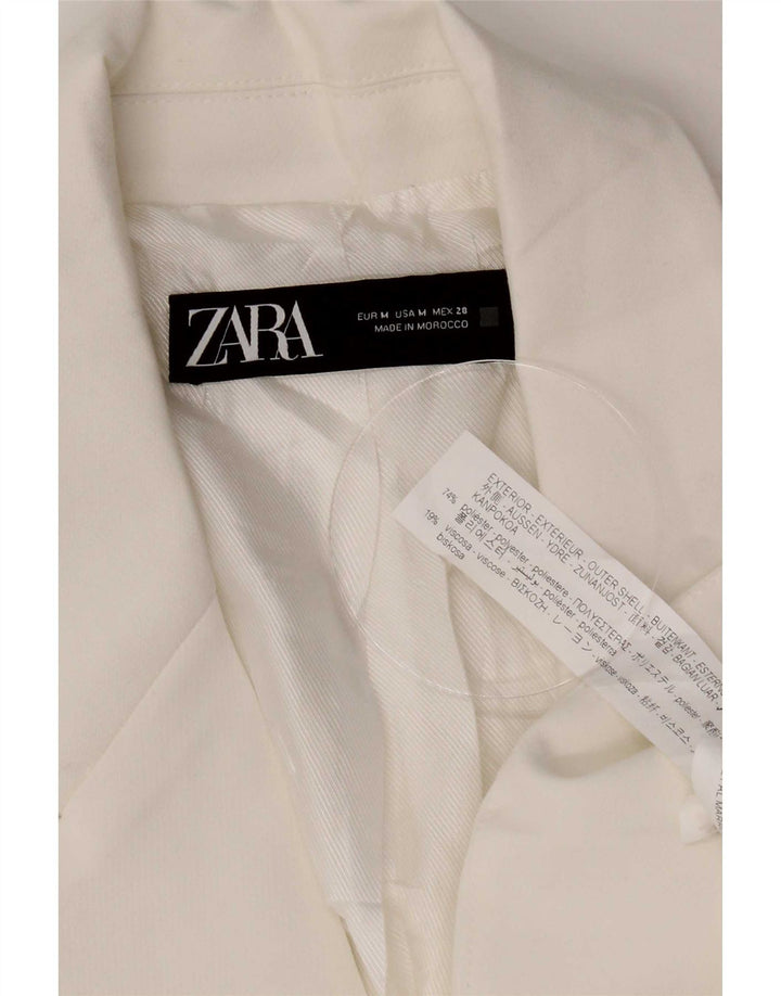 Giacca blazer a 1 bottone da donna Zara UK 14 poliestere bianco medio