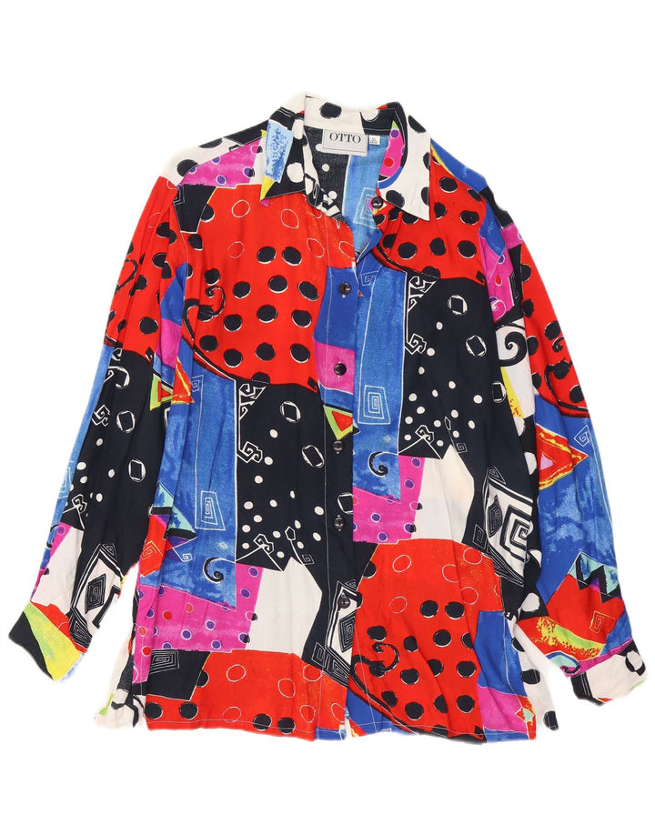 Camicetta camicia da donna VINTAGE EU 44/46 XL Viscosa patchwork multicolore