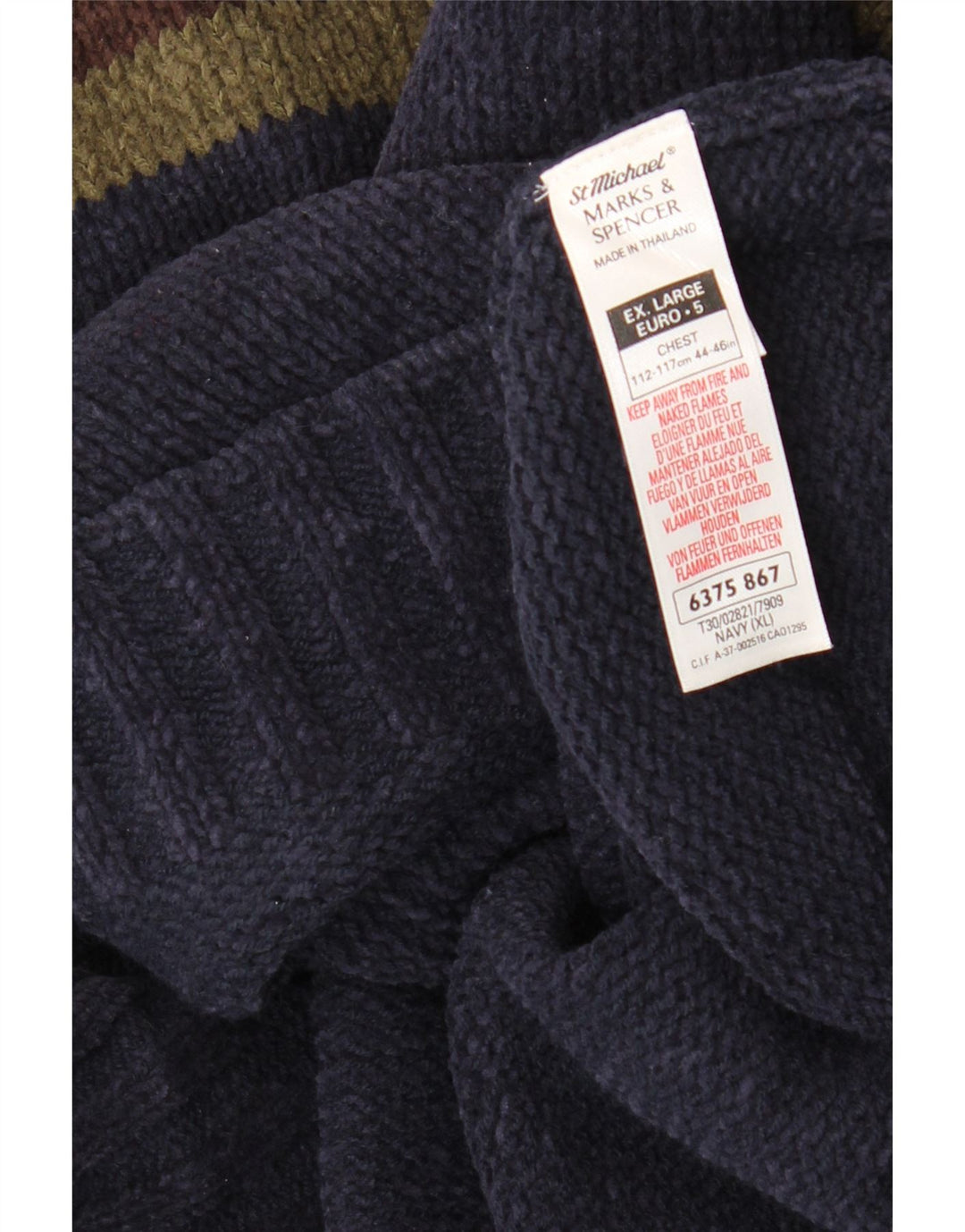 Marks & Spencer Maglione da uomo con collo alto e maglione XL Blu navy a blocchi di colore