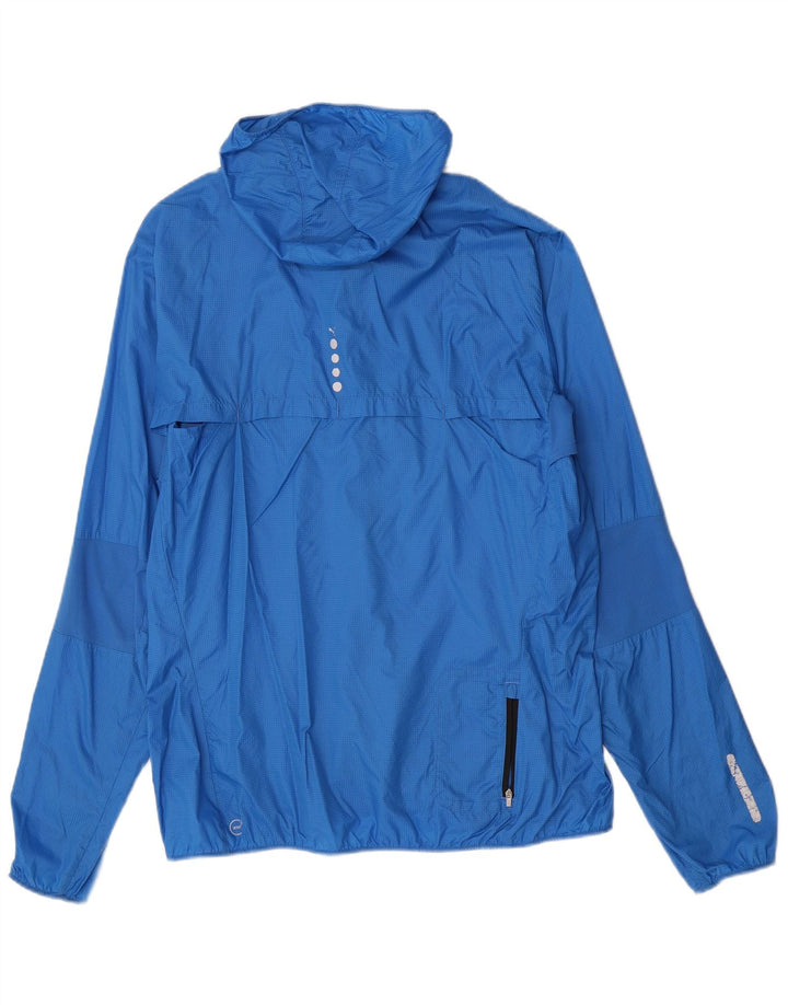 Giacca antipioggia da uomo Puma con cappuccio UK 42 XL nylon a quadri blu