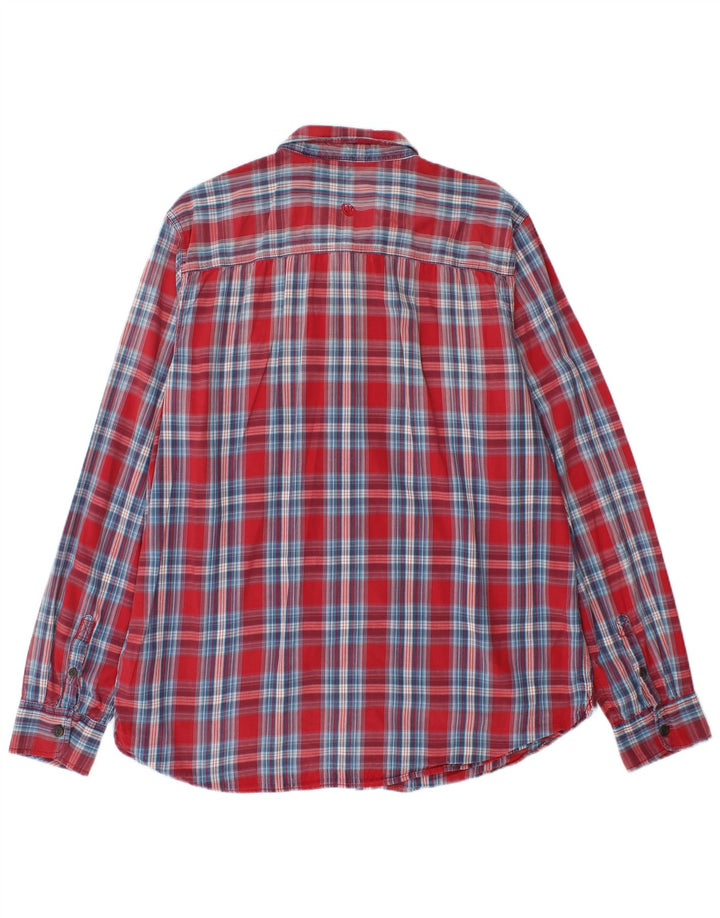 FAT FACE Camicia da uomo XL in cotone a quadri rossi