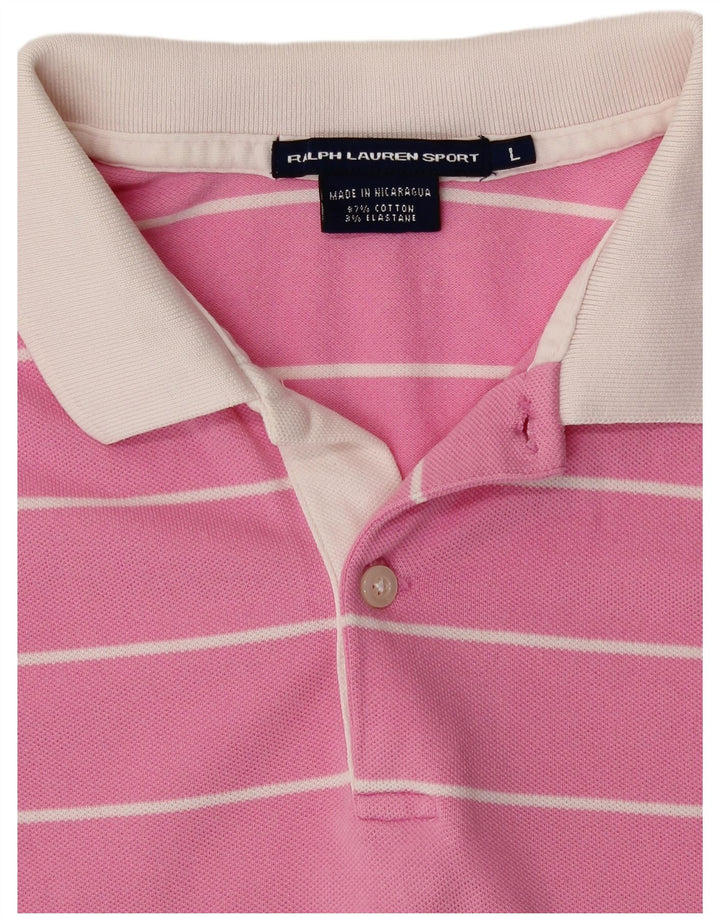 Polo da donna RALPH LAUREN UK 14 cotone a righe grandi rosa