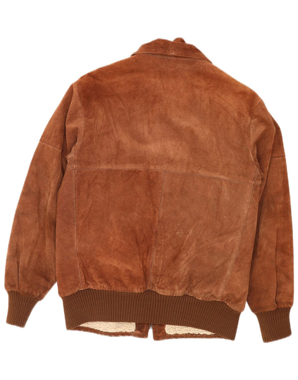 Piccini Giacca bomber da uomo in pelle scamosciata IT 48 Retro in pelle marrone medio