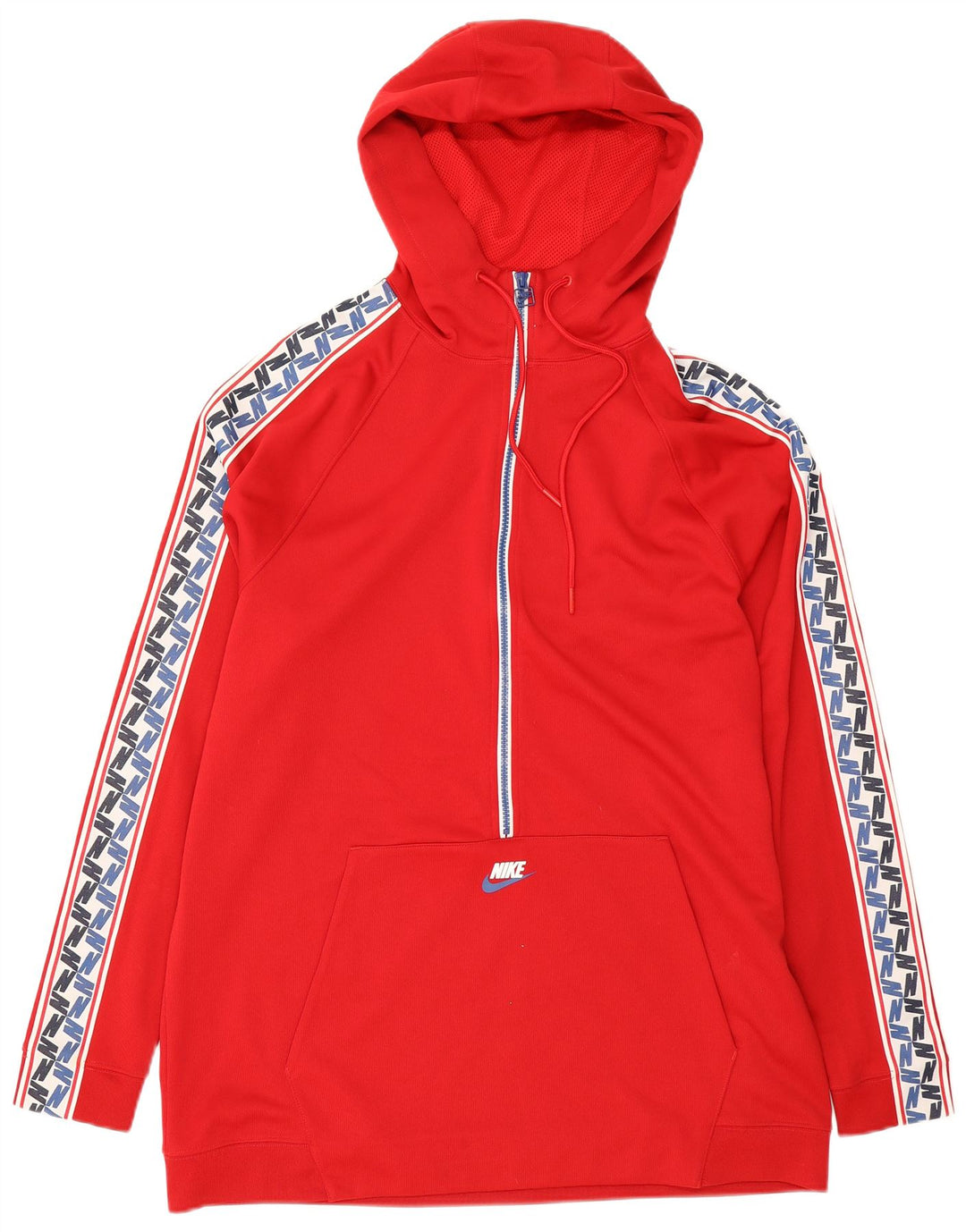 Felpa con cappuccio e collo con zip grafica Nike da uomo, poliestere color block rosso medio