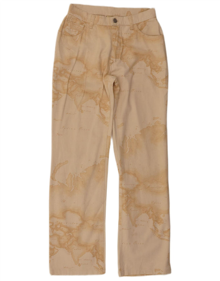 ALVIERO MARTINI Pantaloni casual da donna con motivo astratto W28 L30 Beige