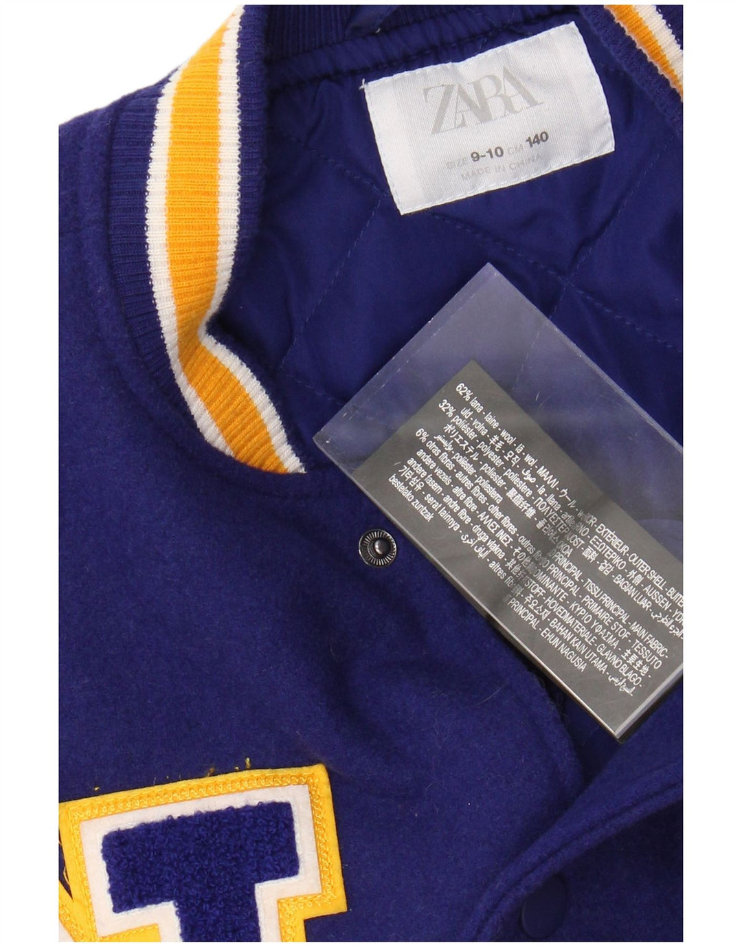 Giacca college ZARA per ragazze New York Crocodiles Graphic 9-10 anni Blu Navy