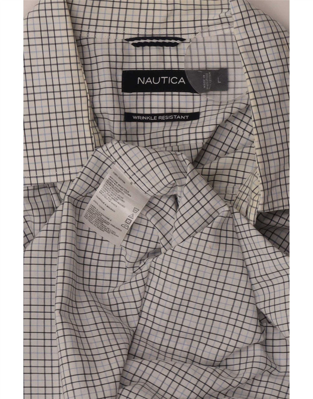 Camicia da uomo Nautica in cotone a quadri bianchi grandi