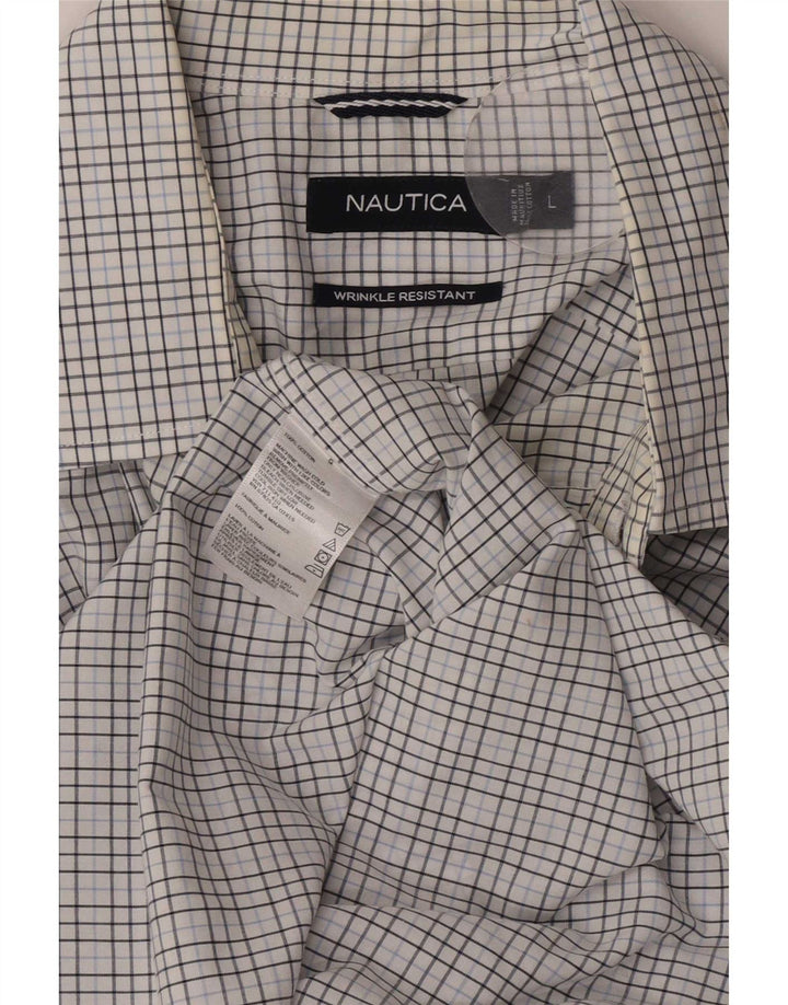 Camicia da uomo Nautica in cotone a quadri bianchi grandi