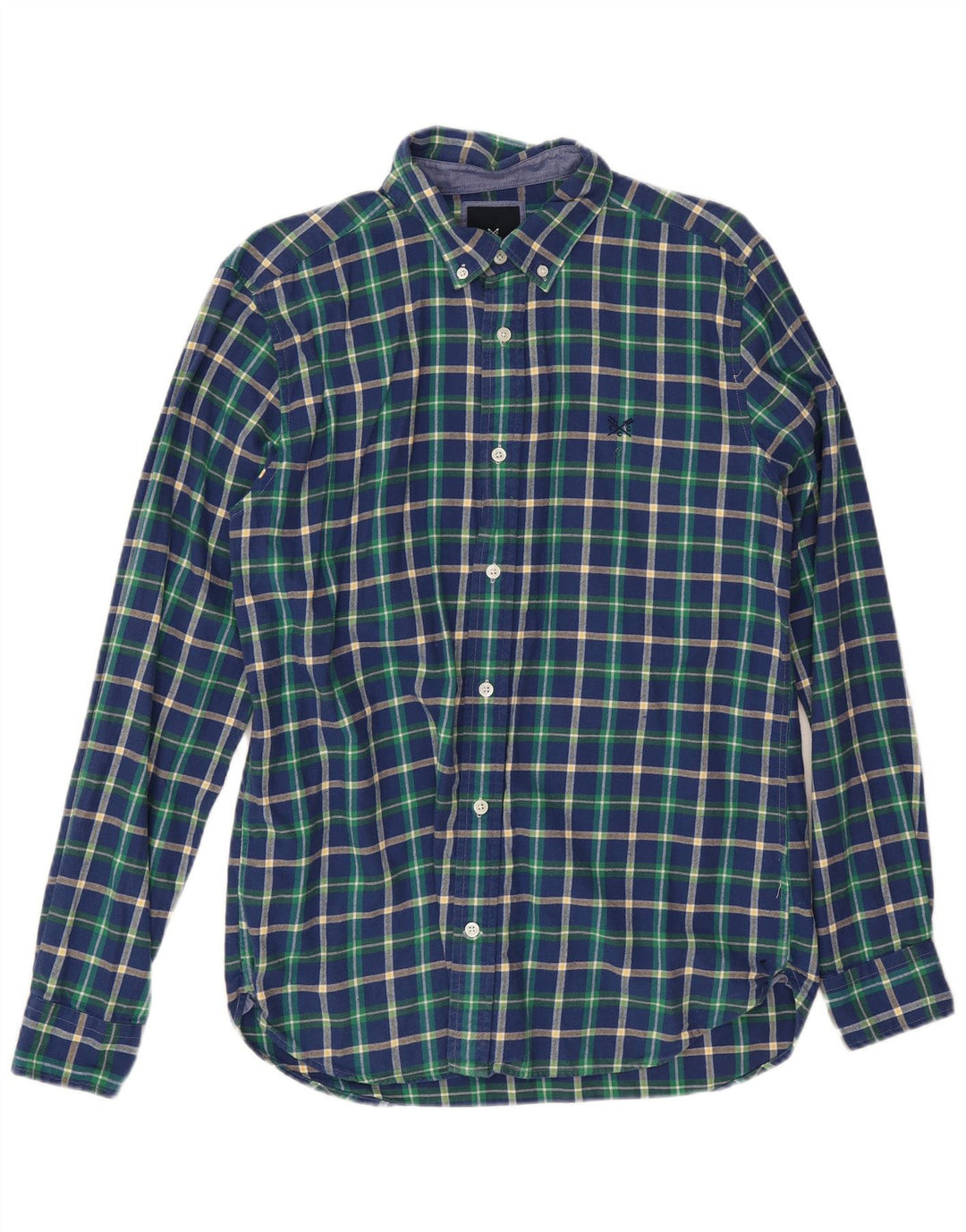Crew Clothing Camicia da uomo slim fit in flanella, cotone medio a quadri blu navy