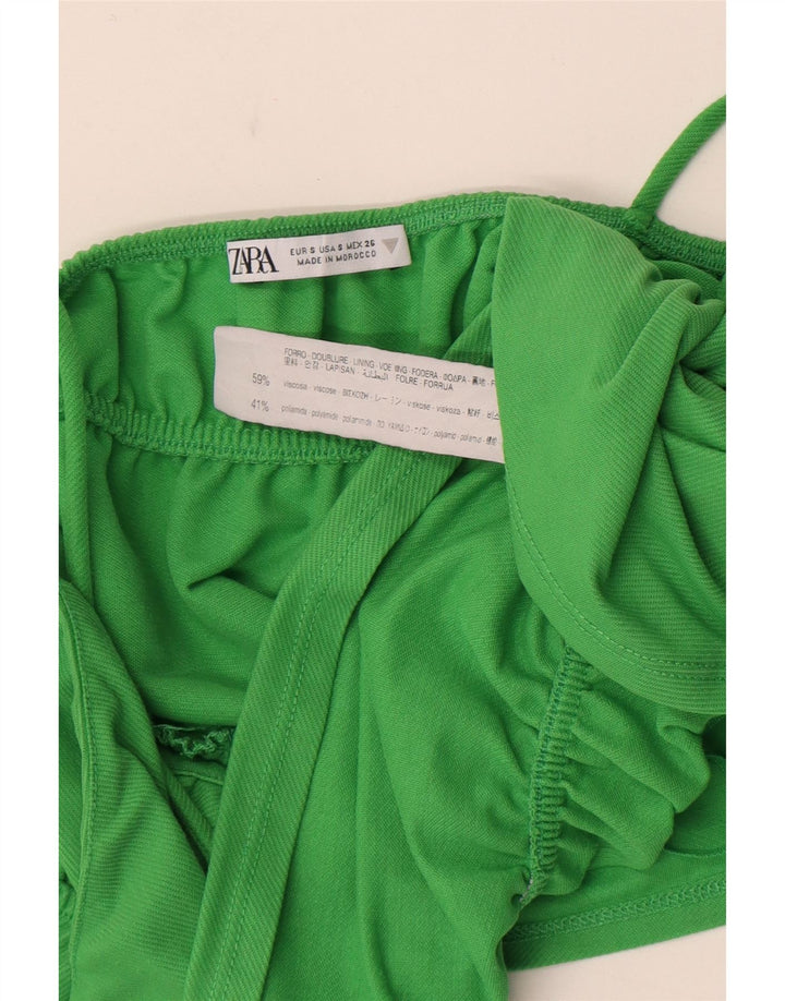 Canotta corta da donna Zara UK 8 piccola in viscosa verde