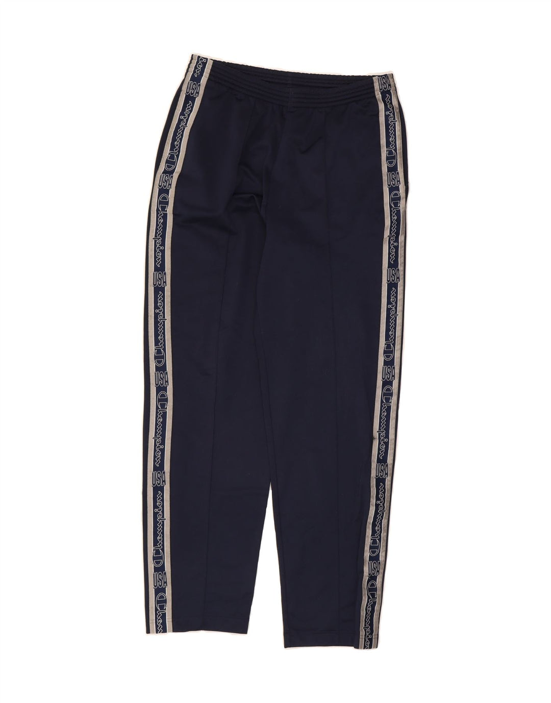 CHAMPION Mens Graphic Tracksuit Trousers Medium  Navy Blue Polyester Vintage Champion and Second-Hand Champion from Messina Hembry 