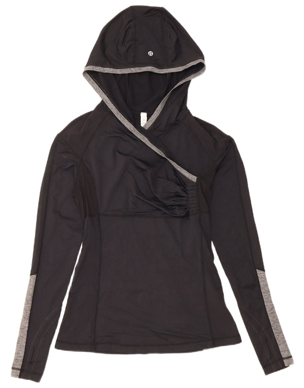 Lululemon Maglia da donna con cappuccio a maniche lunghe US 8 Nylon color block medio nero