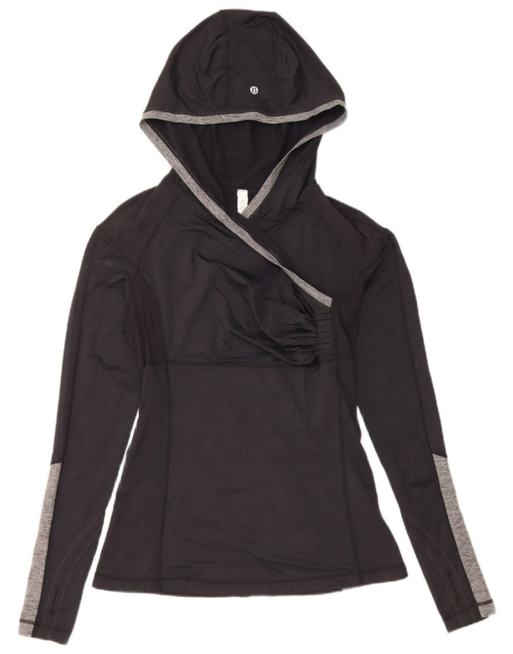 Lululemon Maglia da donna con cappuccio a maniche lunghe US 8 Nylon color block medio nero
