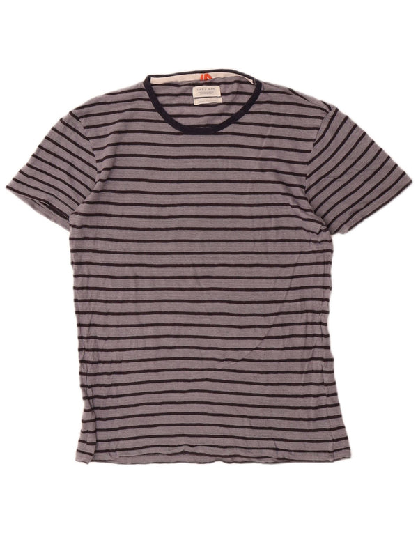 T-shirt Zara da uomo Top in lino a righe grigio medio